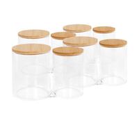 Harbour Housewares Reusable Plastic Twin Bathroom Canisters With Bamboo Lid - Pack Of 4