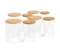 Harbour Housewares Reusable Plastic Twin Bathroom Canisters with Bamboo Lid - Pack of 4 in Clear Harbour Housewares Clear