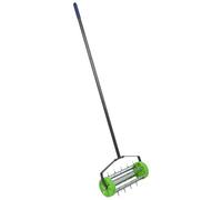 Harbour Housewares Rolling Lawn Aerator - Heavy Duty Manual Garden Tool with Spiked Drum - 40cm x 1.4m Grass Aeration Roller for Soil, Turf, Lawn Care, Gardening & Scarifying - Green