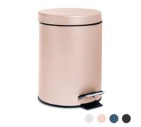 Harbour Housewares 3L Bathroom Bin - Matte Pink - Round Stainless Steel Pedal Bin Slim Kitchen Rubbish Trash Can Garbage Dustbin with Lid and Inner Liner Bucket
