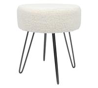 Harbour Housewares Round Boucle Footstool - Small Ottoman Footrest Accent Stool Gold Base in Black Harbour Housewares Black