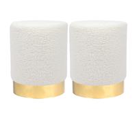 Harbour Housewares Round Boucle Footstools - H36 x D29cm - Cream - Pack of 2 Harbour Housewares Cream