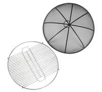 Harbour Housewares Round Fire Pit Grill & Spark Guard Set - 72.5Cm - Grey