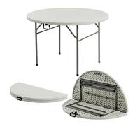 Harbour Housewares Round Folding Trestle Table - 120cm Portable Indoor & Outdoor Table in White Harbour Housewares White