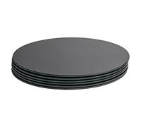 Harbour Housewares Round Glass Placemats - 30cm - Black - 6x