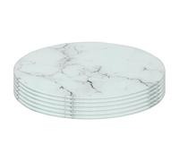 Harbour Housewares Round Glass Placemats - 30cm - Marble - 6x
