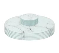 Harbour Housewares Round Glass Placemats & Round Coasters Set - 30cm - Marble - 12pc Tempered Heat-Resistant Non-Slip Home Kitchen Dining Table Dinner Plate Place Mat Mats Set