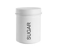 Harbour Housewares Round Metal Sugar Storage Canister - Matte White - Pack of 1 - Retro Kitchen Storage Sweetener Granular Sugar Caddy Preserve Food Tin Bin Container Jars Airtight Lid