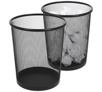 Harbour Housewares Round Metal Waste Paper Bins - Black - Pack Of 2