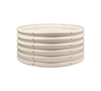 Harbour Housewares Raised Garden Bed - Ivory - 90 x 45cm - Round - Bottomless Metal Raised Bed Galvanised Steel Planter Box for Growing Outdoor Plants, Vegetables, Flowers and Herbs