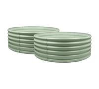 Harbour Housewares Raised Garden Bed - Green - 120 x 45cm - 2x - Round - Bottomless Metal Raised Bed Galvanised Steel Planter Box for Growing Outdoor Plants, Vegetables, Flowers and Herbs