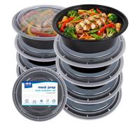Harbour Housewares Reusable Meal Prep Containers with Lids - Pack of 10, 880ml Round BPA-Free Food Storage Containers, Stackable Microwave, Freezer & Dishwasher Safe Lunch Boxes for Meal Preparation