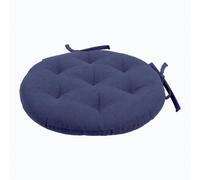 Harbour Housewares Round Seat Pad - 40 x 40cm Thick Cushion with Ties, Indoor Outdoor Chair Seat Pad for Dining Chairs, Garden, Patio & Bistro Seating - Navy