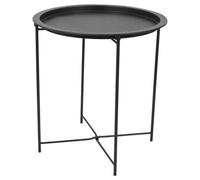 Harbour Housewares Round Steel Tray Table - Matt Black