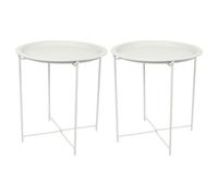 Harbour Housewares Round Steel Tray Tables - Matt White - Pack Of 2