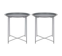 Harbour Housewares Round Steel Tray Tables - Set of 2 in Grey Harbour Housewares Grey