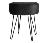 Harbour Housewares Round Velvet Footstool - H40 x D35cm - Black Hairpin Legs Harbour Housewares Black