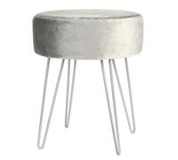 Harbour Housewares Round Velvet Footstool - H40 x D35cm - Silver Legs in Grey Harbour Housewares Grey