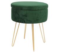 Harbour Housewares Round Velvet Storage Footstool - H45 x D36cm - Gold Legs in Green Harbour Housewares Green