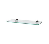 Harbour Housewares Rounded Floating Glass Shelf - 40Cm - Silver Brackets - Bathroom Shower Storage Vanity Display Unit Shelf