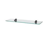 Harbour Housewares Rounded Floating Glass Shelf - 50Cm - Black Brackets - Bathroom Shower Storage Vanity Display Unit Shelf