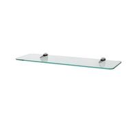 Harbour Housewares Rounded Floating Glass Shelf - 50Cm - Silver Brackets - Bathroom Shower Storage Vanity Display Unit Shelf