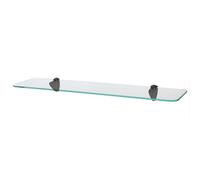 Harbour Housewares Rounded Floating Glass Shelf - 60Cm - Black Brackets - Bathroom Shower Storage Vanity Display Unit Shelf