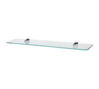 Harbour Housewares Rounded Floating Glass Shelf - 60Cm - Silver Brackets - Bathroom Shower Storage Vanity Display Unit Shelf