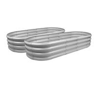 Harbour Housewares Rounded Galvanised Steel Raised Garden Bed - 180cm x 90cm - 2pc in Silver | Size: 180 cm x 90 cm Harbour Housewares Silver 180 cm x 90 cm