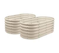 Harbour Housewares Rounded Raised Garden Beds - 120Cm X 60Cm X 45Cm - Ivory - Pack Of 2