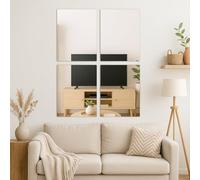 Harbour Housewares Self Adhesive Wall Mirror - 30 x 40cm - 4x Rectangular Wall Mounted Frameless Stick On Vanity Mirror Tiles for Bathroom Shower Toilet Bedroom Living Room Hallway Gym Adhesive Tiles