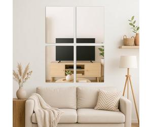 Harbour Housewares Self Adhesive Wall Mirror - 30 x 40cm - 4x Rectangular Wall Mounted Frameless Stick On Vanity Mirror Tiles for Bathroom Shower Toilet Bedroom Living Room Hallway Gym Adhesive Tiles