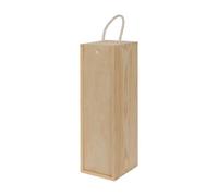 Harbour Housewares Single Bottle Wooden Wine Box - Natural - 1X Wooden Storage Holder Display Carrier Crate (Empty)