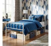 Harbour Housewares Single Metal Bed Frame - 3Ft - White