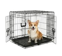 Harbour Housewares Small Dog Crate 2 Door Cage With Tray 60 x 45 x 50cm | Small Metal Dog Crate With 2 Doors, Secure Slide-Bolt Latches, Removable Tray And Folding Design For Training, Home Use