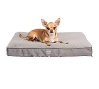Harbour Housewares Small Waterproof Dog Bed - Grey - Orthopaedic Egg Crate Foam Mattress, Sherpa Cover, Non-Slip Base, Washable, Joint Support, Comfortable Cozy Pet Bed