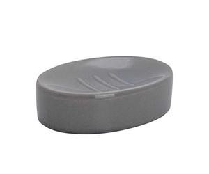 Harbour Housewares Soap Dish - Glazed Ceramic Bathroom Sink Holder Saver - Grey