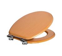 Harbour Housewares Soft Close Toilet Seat - Beech Mdf Wooden Lid Easy Install Durable Bathroom Accessory With Quiet Close