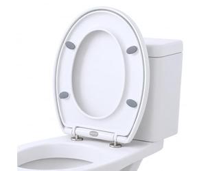 Harbour Housewares Soft Close Toilet Seat for Oval Toilets - White - Anti-Bacterial Oval Shape Bathroom Bowl Loo Cover Durable Adjustable Hinges Quick Release Toilet Seat Soft Close with Fixings