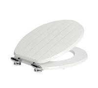 Harbour Housewares Soft Close Toilet Seat - White Mdf Grooved Lid Easy Install Durable Bathroom Accessory With Quiet Close