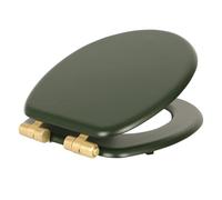 Harbour Housewares Soft Close Wooden Toilet Seat - Green/Gold - Pack of 1