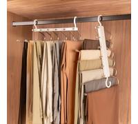 Harbour Housewares Space-Saving Multi-Layer Trouser Hanger 6-in-1 - White | Horizontal & Vertical Hanging, Dual Hanging Hooks, Made of Durable Plastic, Mildew Resistant, 34cm Wide, Tool-Free Assembly