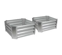 Harbour Housewares Square Galvanised Steel Raised Garden Beds - 60Cm X 60Cm - Silver - Pack Of 2