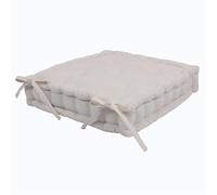 Harbour Housewares Square Seat Pad - 40 x 40cm Extra Thick Cushion with Ties, Indoor Outdoor Chair Seat Pad for Dining Chairs, Garden, Patio & Bistro Seating - Cream