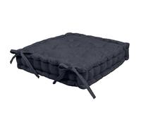 Harbour Housewares Square Seat Pad - 40 x 40cm Extra Thick Cushion with Ties, Indoor Outdoor Chair Seat Pad for Dining Chairs, Garden, Patio & Bistro Seating - Black