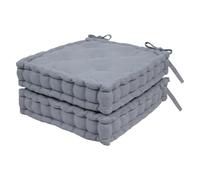 Harbour Housewares Square Seat Pads Pack of 2-40 x 40cm Extra Thick Cushions with Ties, Indoor Outdoor Chair Seat Pads for Dining Chairs, Garden, Patio & Bistro Seating - Grey