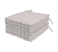 Harbour Housewares Square Seat Pads Pack of 2-40 x 40cm Extra Thick Cushions with Ties, Indoor Outdoor Chair Seat Pads for Dining Chairs, Garden, Patio & Bistro Seating - Cream