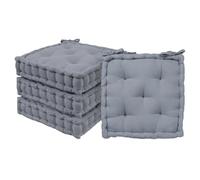Harbour Housewares Square Seat Pads Pack of 4-40 x 40cm Extra Thick Cushions with Ties, Indoor Outdoor Chair Seat Pads for Dining Chairs, Garden, Patio & Bistro Seating - Grey