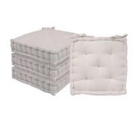 Harbour Housewares Square Seat Pads Pack of 4-40 x 40cm Extra Thick Cushions with Ties, Indoor Outdoor Chair Seat Pads for Dining Chairs, Garden, Patio & Bistro Seating - Cream