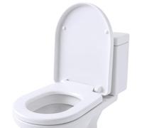 Harbour Housewares Square Soft Close Toilet Seat White Pack of 1 | Plastic, Soft Close Hinges, Antibacterial Surface, Universal Fit, Quick Release, Easy Installation, Fixings Included